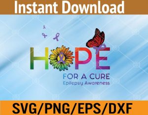 Hope for a cure epilepsy awareness svg, dxf,eps,png, Digital Download