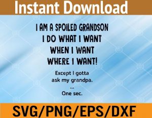 I am a spoiled grandson i do what i want when i want where i want except i gotta ask my grandpa one sec svg, dxf,eps,png, Digital Download