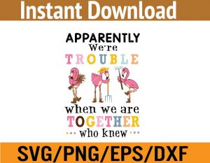Apparently we're trouble when we are together who knew svg,Farmer Flamingo svg, dxf,eps,png, Digital Download