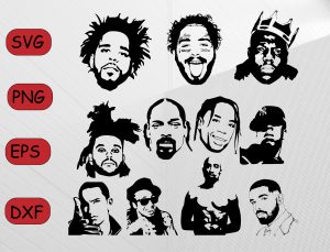 Designs inspired by Rappers SVG PNG JPG Design Pack Hip Hop Rap 90's