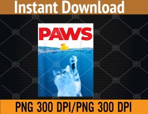 PAWS Cat And Yellow Rubber Duck Cute Kitten Funny Cat Parody PNG, Digital Download