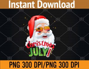 Funny Christmas in July Summer Santa Sunglasses Xmas PNG, Digital Download