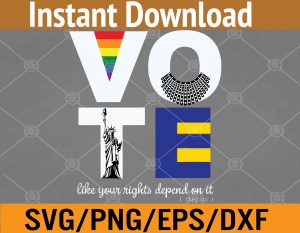 Vote Dissent Collar Statue of Liberty Pride Flag Equality Svg, Eps, Png, Dxf, Digital Download