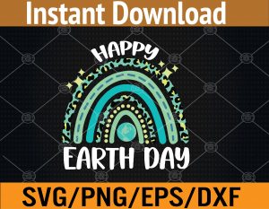 Happy Earth Day Rainbow Leopard Green Earth Day 2242023 Svg, Eps, Png, Dxf, Digital Download