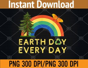Rainbow Pine Tree Earth Day Everyday Vintage Retro Earth Day PNG, Digital Download