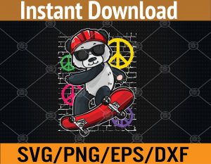 Cool Panda Bear Riding A Skateboard Svg, Eps, Png, Dxf, Digital Download