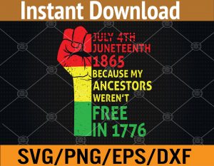 Womens Juneteenth My Ancestors Black African Pride Freedom Fist Svg, Eps, Png, Dxf, Digital Download