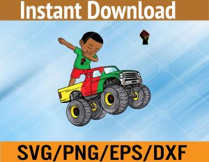 Kids Juneteenth Dabbing Black King In Monster Truck Toddler Boys Svg, Eps, Png, Dxf, Digital Download