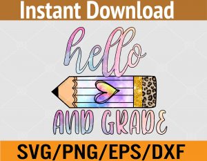 Back To School Hello 2nd Grade Leopard Tie Dye Pencil Kids Svg, Eps, Png, Dxf, Digital Download