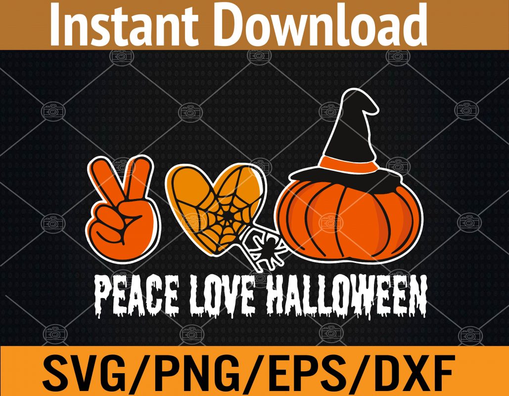 Peace Love Halloween Lazy Halloween Costume Cool Pumpkin Svg, Eps, Png ...