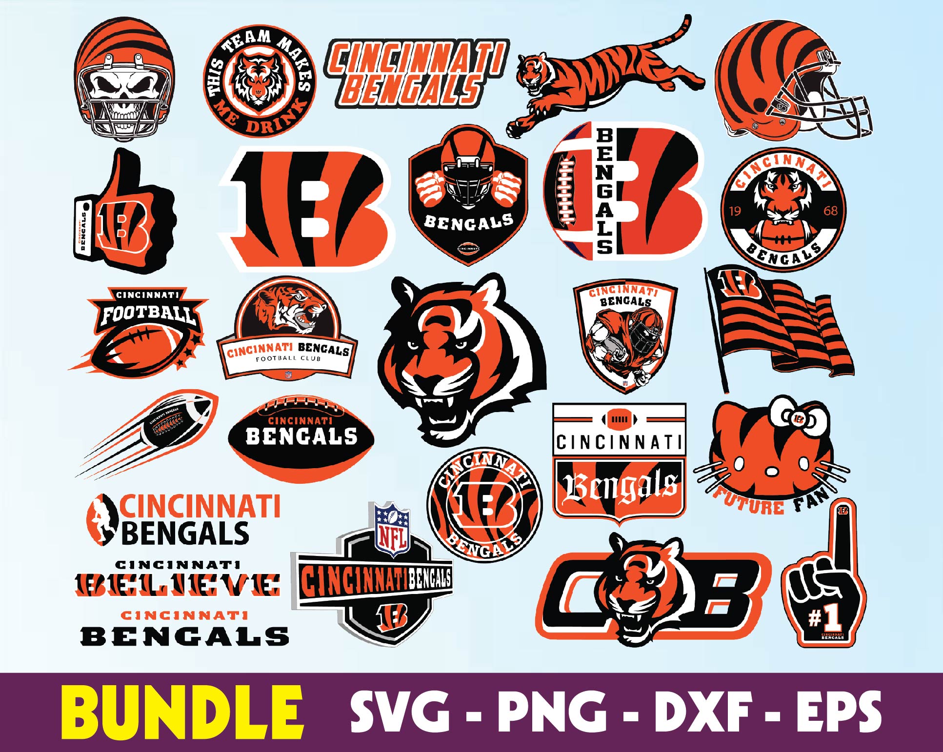 Cincinnati Bengals logo, bundle logo, svg, png, eps, dxf 3 – HUNGRYPNG.COM